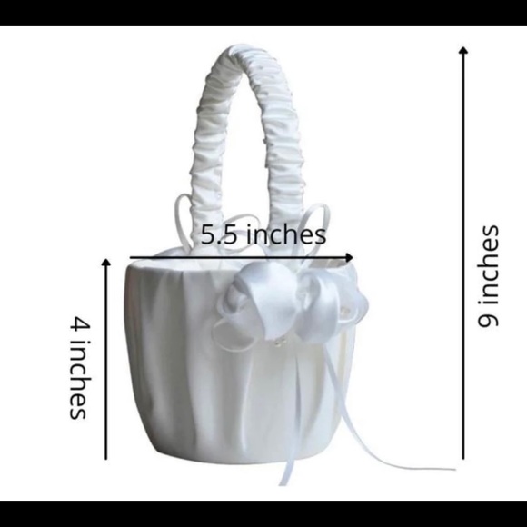 Ivory Satin Flower Girl Basket & Pillow Set - Picture 8 of 8